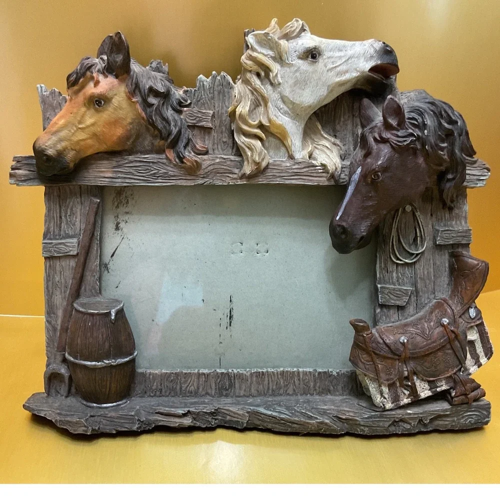 Western Horse 3D Resin Picture Frame Rustic Cowboy Saddle Decor 4x6 Photo